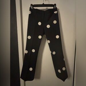 Derek Lam Black gabardine pants with white polka dots